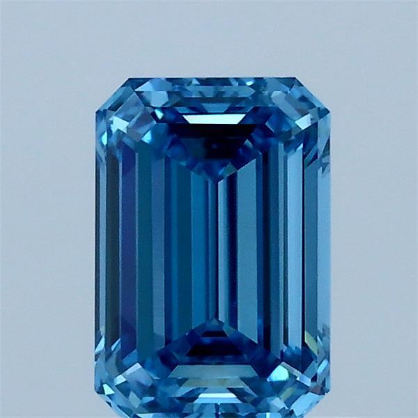 1.02 Carat Emerald Shaped, Ideal Cut, FANCY VIVID BLUE Color, VVS2 Clarity, IGI Certified Lab Grown Diamond