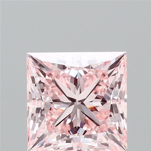 2.56 Carat Princess Shaped, Ideal Cut, FANCY INTENSE PINK Color, VS2 Clarity, IGI Certified Lab Grown Diamond
