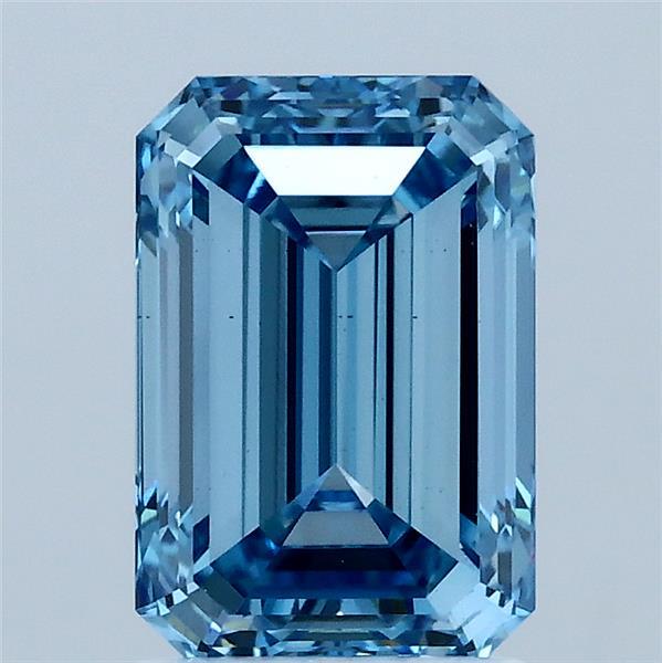 2.00 Carat Emerald Shaped, Excellent Cut, FANCY VIVID BLUE Color, VS1 Clarity, IGI Certified Lab Grown Diamond