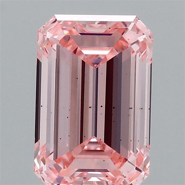 1.52 Carat Emerald Shaped, Ideal Cut, FANCY VIVID PINK Color, SI1 Clarity, IGI Certified Lab Grown Diamond
