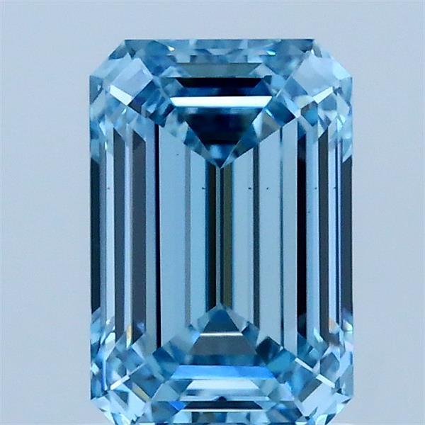 1.43 Carat Emerald Shaped, Ideal Cut, FANCY VIVID BLUE Color, VS1 Clarity, IGI Certified Lab Grown Diamond