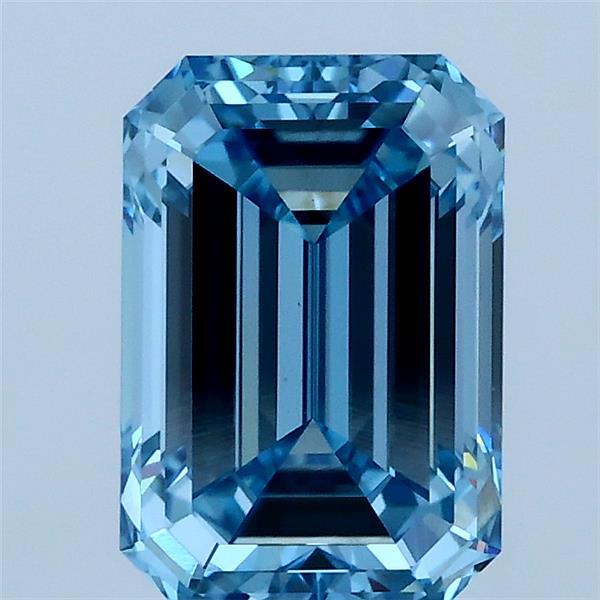 2.00 Carat Emerald Shaped, Ideal Cut, FANCY VIVID BLUE Color, VS1 Clarity, IGI Certified Lab Grown Diamond