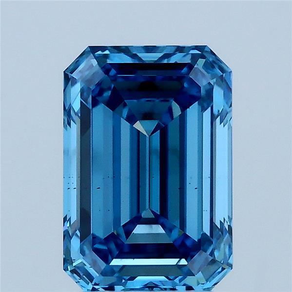 2.02 Carat Emerald Shaped, Ideal Cut, FANCY VIVID BLUE Color, VS2 Clarity, IGI Certified Lab Grown Diamond