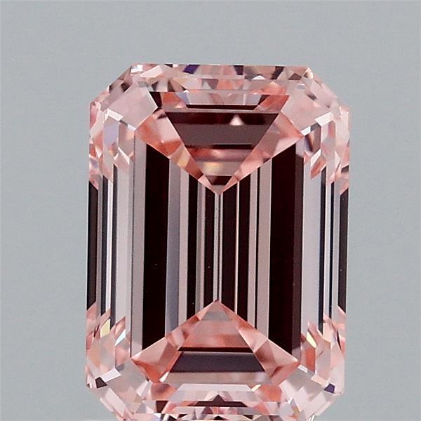 1.57 Carat Emerald Shaped, Ideal Cut, FANCY INTENSE PINK Color, VVS2 Clarity, IGI Certified Lab Grown Diamond