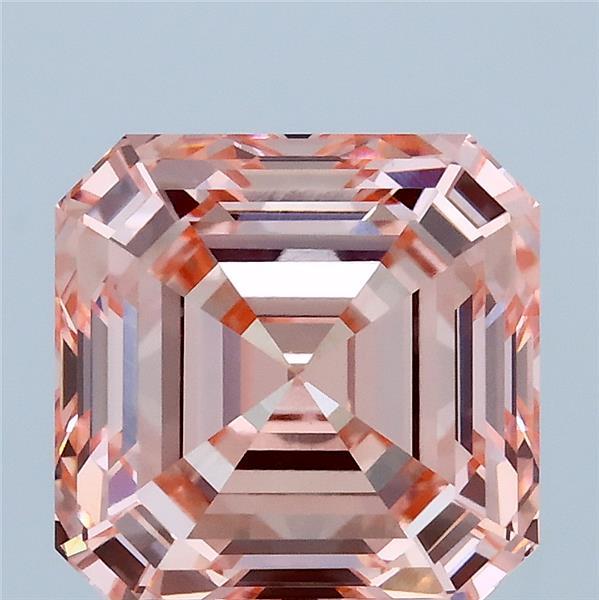 4.15 Carat Asscher Shaped, Ideal Cut, FANCY VIVID PINK Color, VVS2 Clarity, IGI Certified Lab Grown Diamond