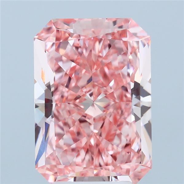 4.02 Carat Radiant Shaped, Ideal Cut, FANCY INTENSE PINK Color, VVS2 Clarity, IGI Certified Lab Grown Diamond