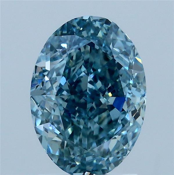2.24 Carat Oval Shaped, Excellent Cut, FANCY VIVID GREENISH BLUE Color, VS1 Clarity, IGI Certified Lab Grown Diamond