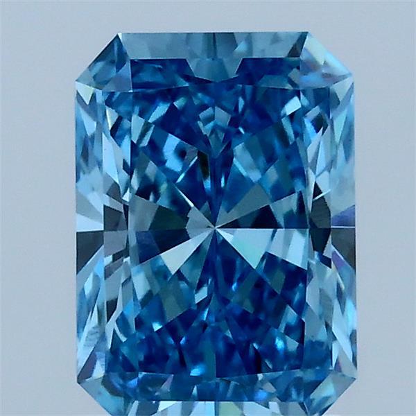 1.52 Carat Radiant Shaped, Ideal Cut, FANCY VIVID BLUE Color, VVS2 Clarity, IGI Certified Lab Grown Diamond
