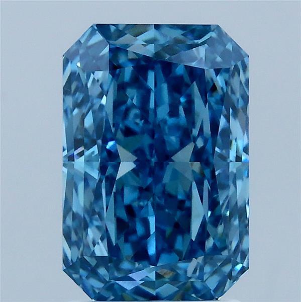 2.56 Carat Radiant Shaped, Excellent Cut, FANCY VIVID BLUE Color, VVS2 Clarity, IGI Certified Lab Grown Diamond