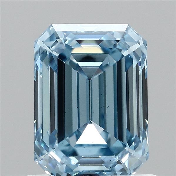 1.16 Carat Emerald Shaped, Ideal Cut, FANCY VIVID BLUE Color, VS1 Clarity, IGI Certified Lab Grown Diamond