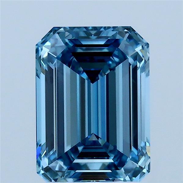2.00 Carat Emerald Shaped, Ideal Cut, FANCY VIVID BLUE Color, VS1 Clarity, IGI Certified Lab Grown Diamond