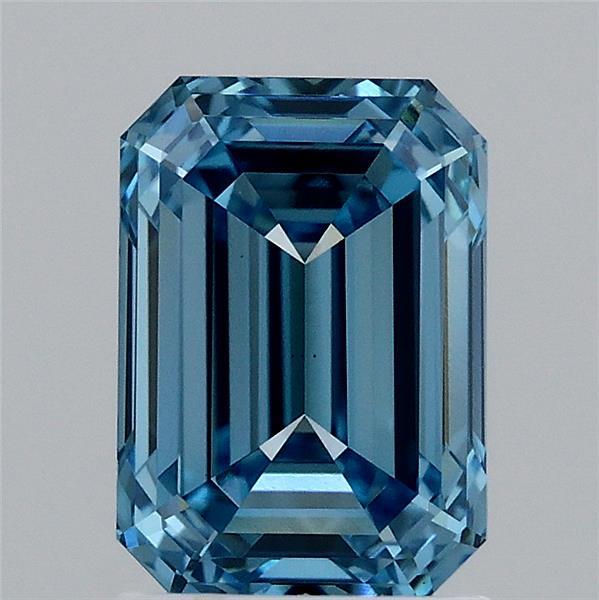 2.03 Carat Emerald Shaped, Ideal Cut, FANCY VIVID BLUE Color, VS1 Clarity, IGI Certified Lab Grown Diamond
