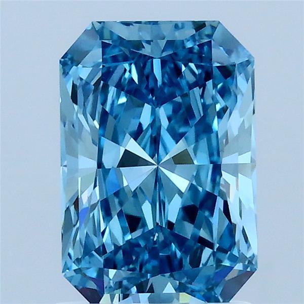 1.58 Carat Radiant Shaped, Ideal Cut, FANCY VIVID BLUE Color, VS1 Clarity, IGI Certified Lab Grown Diamond