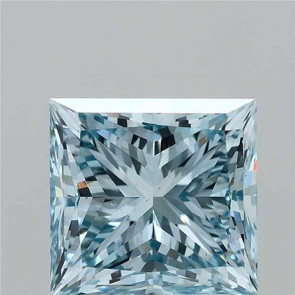 2.72 Carat Princess Shaped, Excellent Cut, FANCY VIVID BLUE Color, VS1 Clarity, IGI Certified Lab Grown Diamond