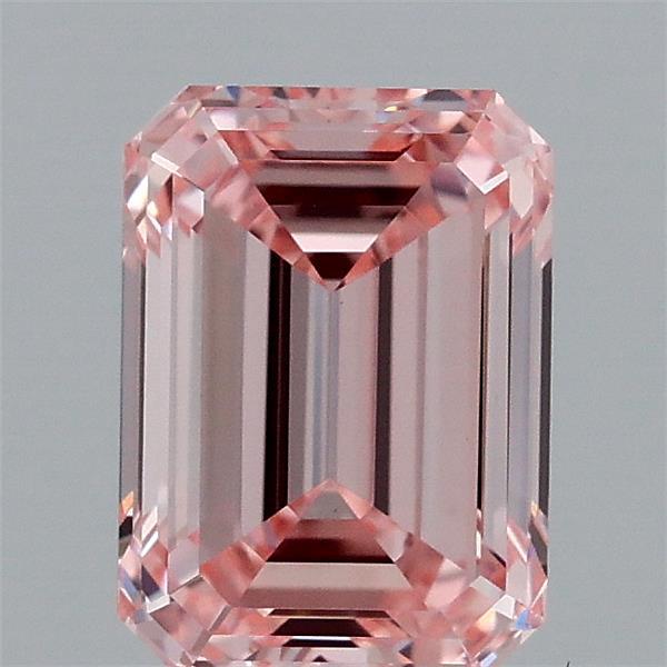 1.45 Carat Emerald Shaped, Ideal Cut, FANCY INTENSE PINK Color, VVS2 Clarity, IGI Certified Lab Grown Diamond