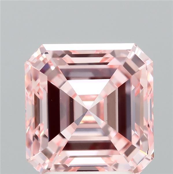 3.06 Carat Asscher Shaped, Excellent Cut, FANCY INTENSE PINK Color, VS1 Clarity, IGI Certified Lab Grown Diamond