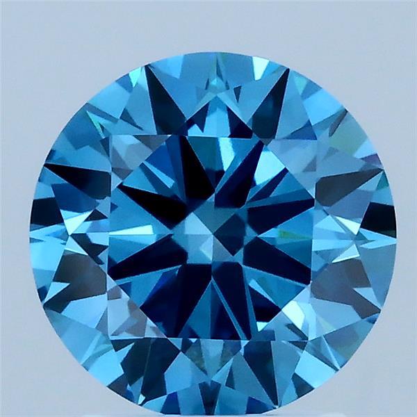 2.05 Carat Round Shaped, Ideal Cut, FANCY VIVID BLUE Color, VVS2 Clarity, IGI Certified Lab Grown Diamond