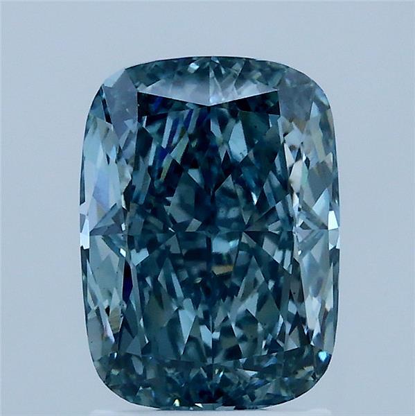 2.09 Carat Cushion Shaped, Ideal Cut, FANCY VIVID BLUISH GREEN Color, VS1 Clarity, IGI Certified Lab Grown Diamond