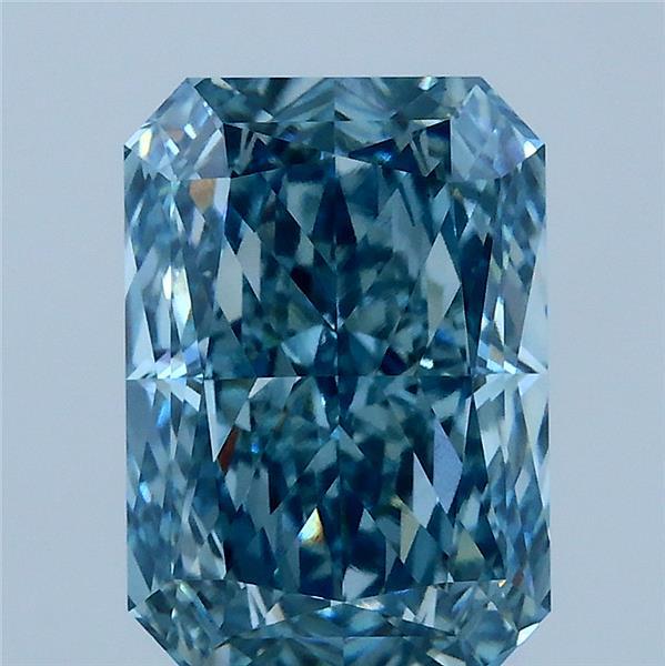 3.23 Carat Radiant Shaped, Ideal Cut, FANCY VIVID GREENISH BLUE Color, VS1 Clarity, IGI Certified Lab Grown Diamond