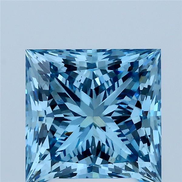 3.10 Carat Princess Shaped, Ideal Cut, FANCY VIVID BLUE Color, VS1 Clarity, IGI Certified Lab Grown Diamond