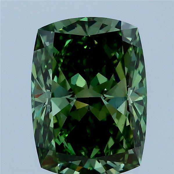 3.12 Carat Cushion Shaped, Ideal Cut, FANCY VIVID GREEN Color, VS1 Clarity, IGI Certified Lab Grown Diamond
