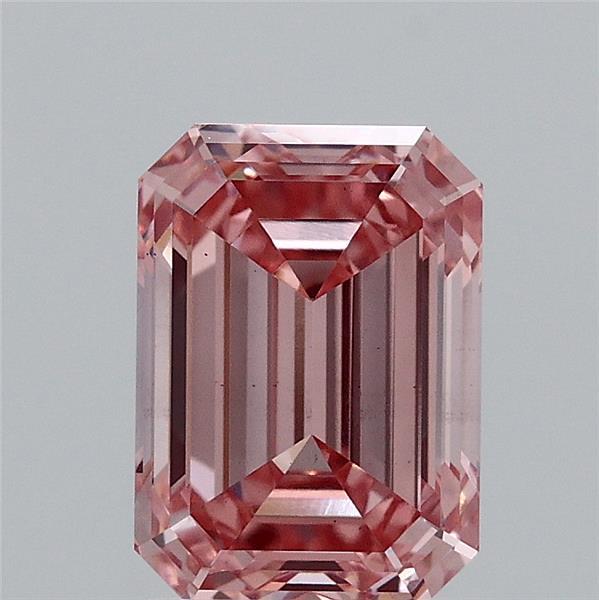 2.01 Carat Emerald Shaped, Ideal Cut, FANCY INTENSE PINK Color, VS2 Clarity, IGI Certified Lab Grown Diamond