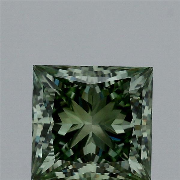1.91 Carat Princess Shaped, Ideal Cut, FANCY VIVID GREEN Color, VVS2 Clarity, IGI Certified Lab Grown Diamond
