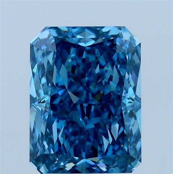 2.16 Carat Radiant Shaped, Ideal Cut, FANCY VIVID BLUE Color, VS1 Clarity, IGI Certified Lab Grown Diamond