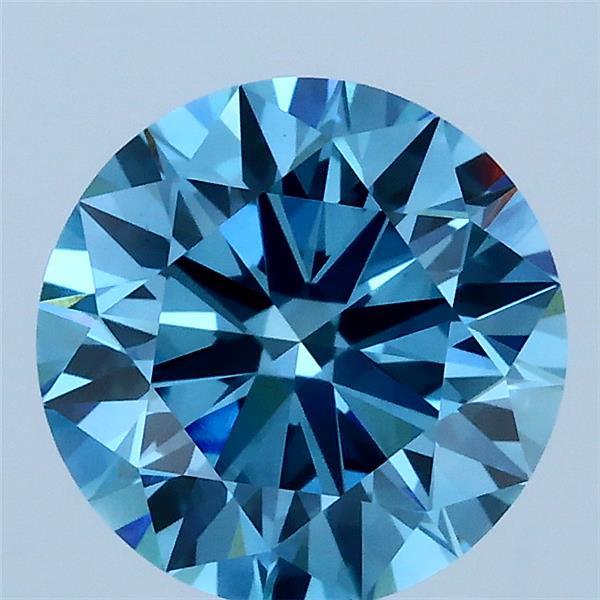 2.09 Carat Round Shaped, Ideal Cut, FANCY VIVID BLUE Color, VVS2 Clarity, IGI Certified Lab Grown Diamond