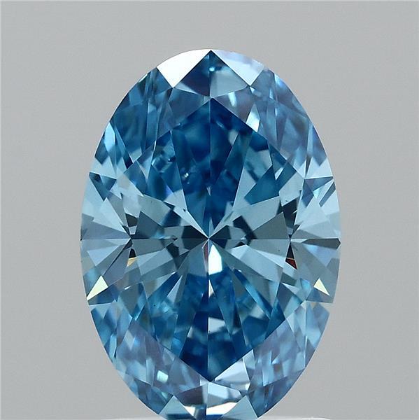 1.51 Carat Oval Shaped, Ideal Cut, FANCY VIVID BLUE Color, VVS2 Clarity, IGI Certified Lab Grown Diamond