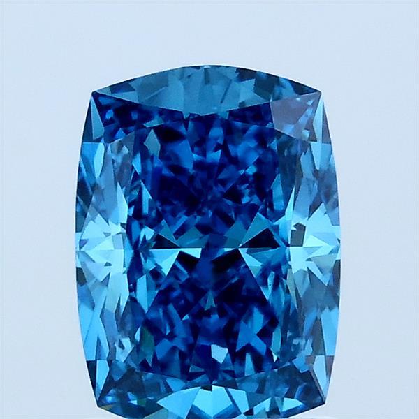 1.53 Carat Cushion Shaped, Ideal Cut, FANCY VIVID BLUE Color, VVS2 Clarity, IGI Certified Lab Grown Diamond