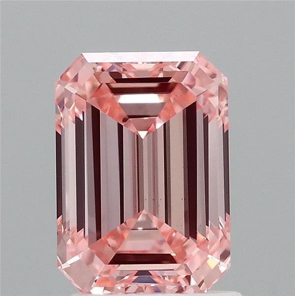 2.01 Carat Emerald Shaped, Ideal Cut, FANCY INTENSE PINK Color, VS1 Clarity, IGI Certified Lab Grown Diamond