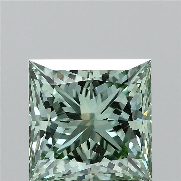 1.43 Carat Princess Shaped, Ideal Cut, FANCY VIVID GREEN Color, VS1 Clarity, IGI Certified Lab Grown Diamond