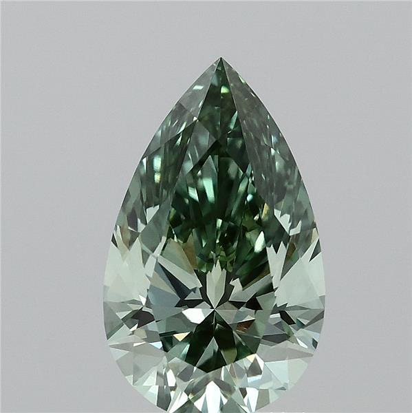 1.03 Carat Pear Shaped, Ideal Cut, FANCY VIVID GREEN Color, VVS2 Clarity, IGI Certified Lab Grown Diamond
