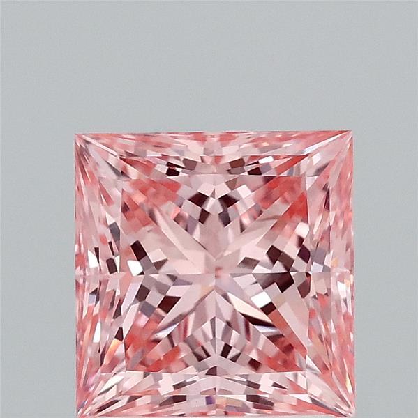 1.91 Carat Princess Shaped, Ideal Cut, FANCY VIVID PINK Color, VS1 Clarity, IGI Certified Lab Grown Diamond