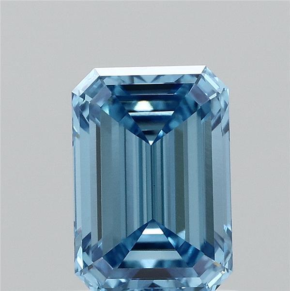 1.00 Carat Emerald Shaped, Ideal Cut, FANCY VIVID BLUE Color, VVS2 Clarity, IGI Certified Lab Grown Diamond