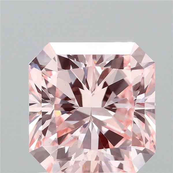 2.54 Carat Radiant Shaped, Ideal Cut, FANCY INTENSE PINK Color, VS1 Clarity, IGI Certified Lab Grown Diamond