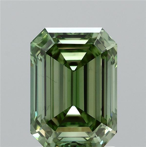 2.05 Carat Emerald Shaped, Ideal Cut, FANCY VIVID GREEN Color, VS1 Clarity, IGI Certified Lab Grown Diamond
