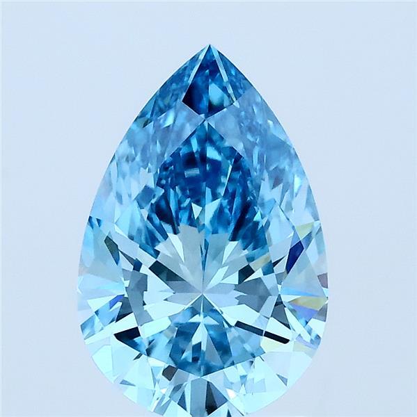 2.01 Carat Pear Shaped, Ideal Cut, FANCY VIVID BLUE Color, VVS2 Clarity, IGI Certified Lab Grown Diamond