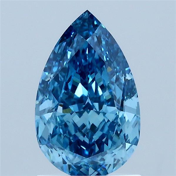 1.54 Carat Pear Shaped, Excellent Cut, FANCY VIVID BLUE Color, VS1 Clarity, IGI Certified Lab Grown Diamond