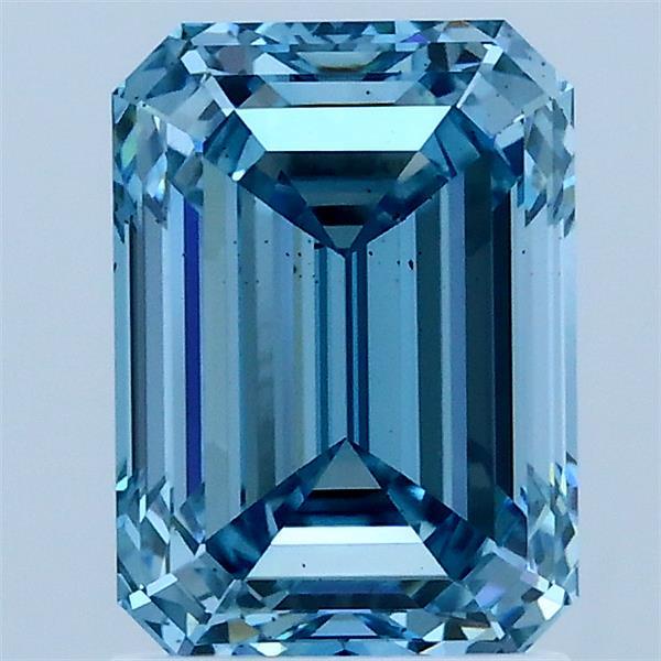 2.00 Carat Emerald Shaped, Ideal Cut, FANCY VIVID BLUE Color, VS2 Clarity, IGI Certified Lab Grown Diamond