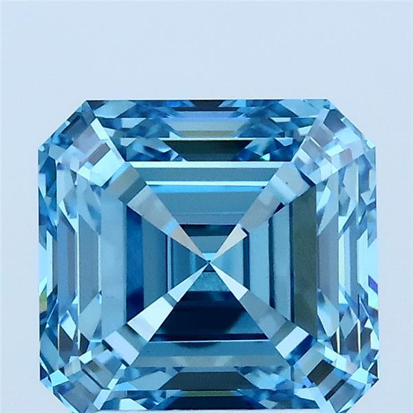 2.70 Carat Asscher Shaped, Excellent Cut, FANCY VIVID BLUE Color, VS1 Clarity, IGI Certified Lab Grown Diamond