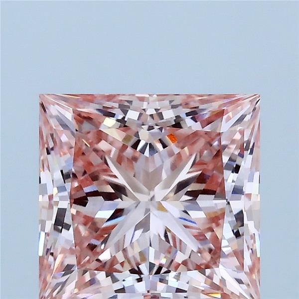3.02 Carat Princess Shaped, Ideal Cut, FANCY INTENSE PINK Color, VVS2 Clarity, IGI Certified Lab Grown Diamond