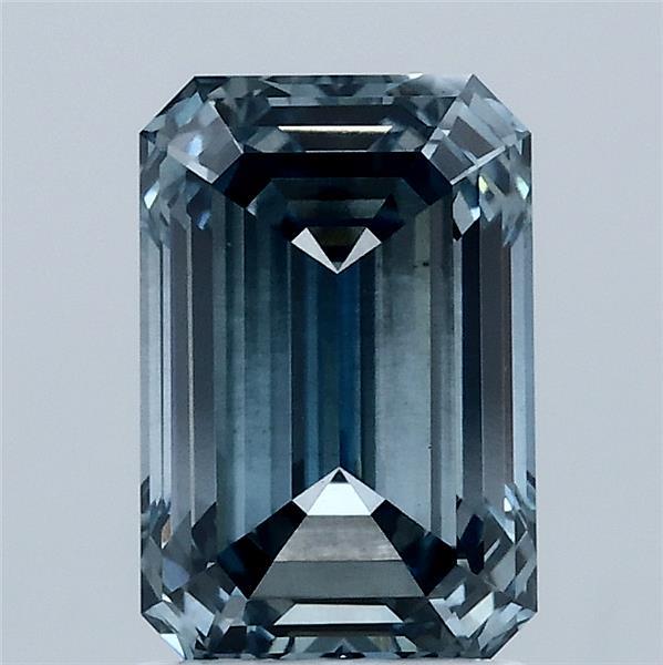 2.06 Carat Emerald Shaped, Ideal Cut, FANCY VIVID BLUE Color, VS1 Clarity, IGI Certified Lab Grown Diamond