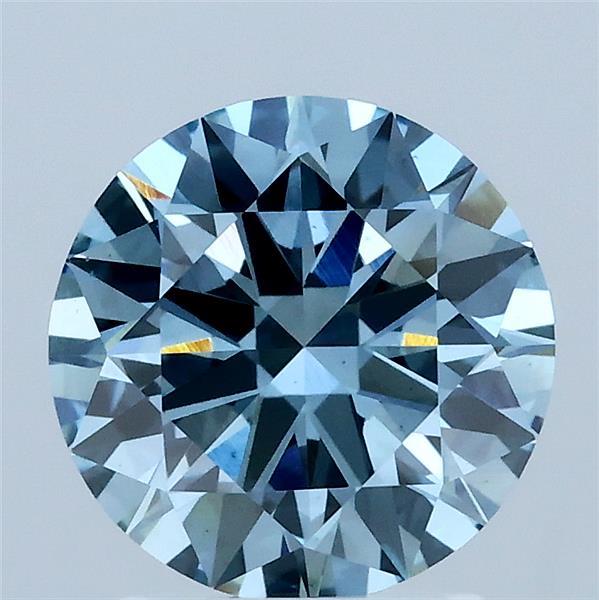 2.00 Carat Round Shaped, Ideal Cut, FANCY VIVID BLUE Color, VS2 Clarity, IGI Certified Lab Grown Diamond