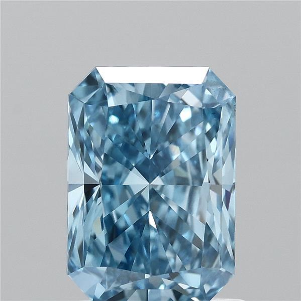 1.65 Carat Radiant Shaped, Ideal Cut, FANCY VIVID BLUE Color, VS2 Clarity, IGI Certified Lab Grown Diamond