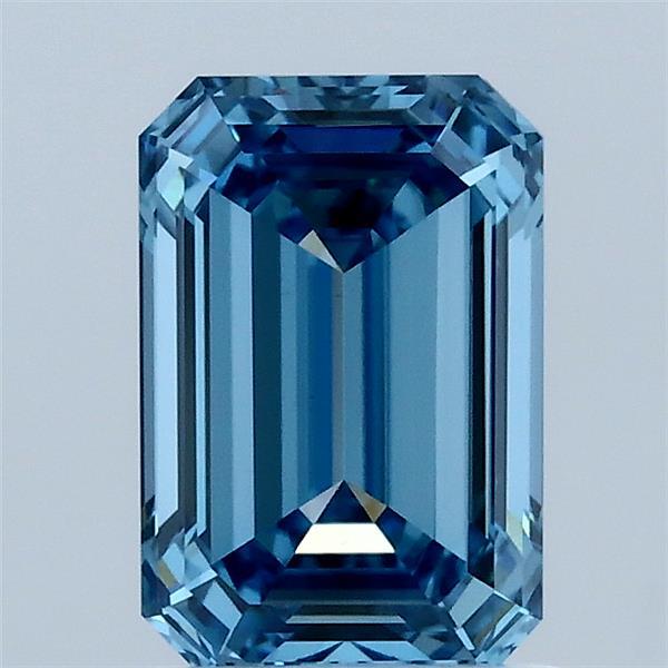 1.57 Carat Emerald Shaped, Ideal Cut, FANCY VIVID BLUE Color, VS1 Clarity, IGI Certified Lab Grown Diamond