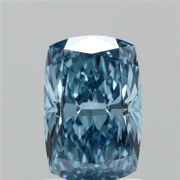 1.45 Carat Cushion Shaped, Ideal Cut, FANCY VIVID BLUE Color, VVS2 Clarity, IGI Certified Lab Grown Diamond