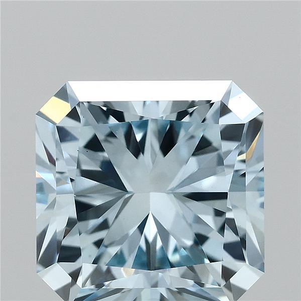3.03 Carat Radiant Shaped, Ideal Cut, FANCY INTENSE BLUE Color, VS1 Clarity, IGI Certified Lab Grown Diamond