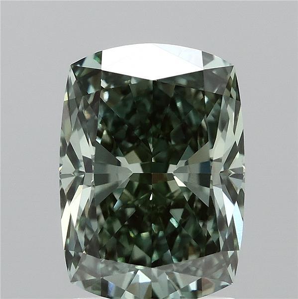 2.08 Carat Cushion Shaped, Ideal Cut, FANCY VIVID GREEN Color, VVS2 Clarity, IGI Certified Lab Grown Diamond